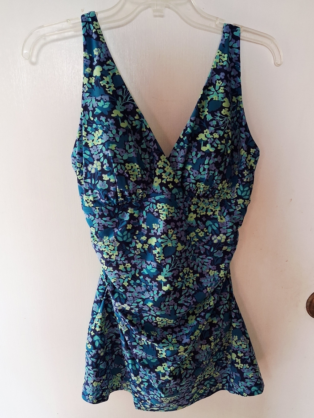 L.L. Bean Navy & Teal Floral Swim Dress